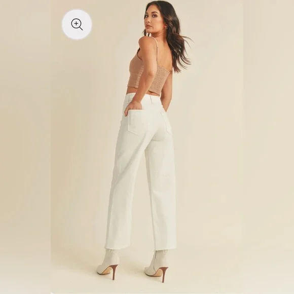 NWT Just Black Women's High Rise Utility Wide Leg - Off-White Jeans, Size 24 - Picture 5 of 7